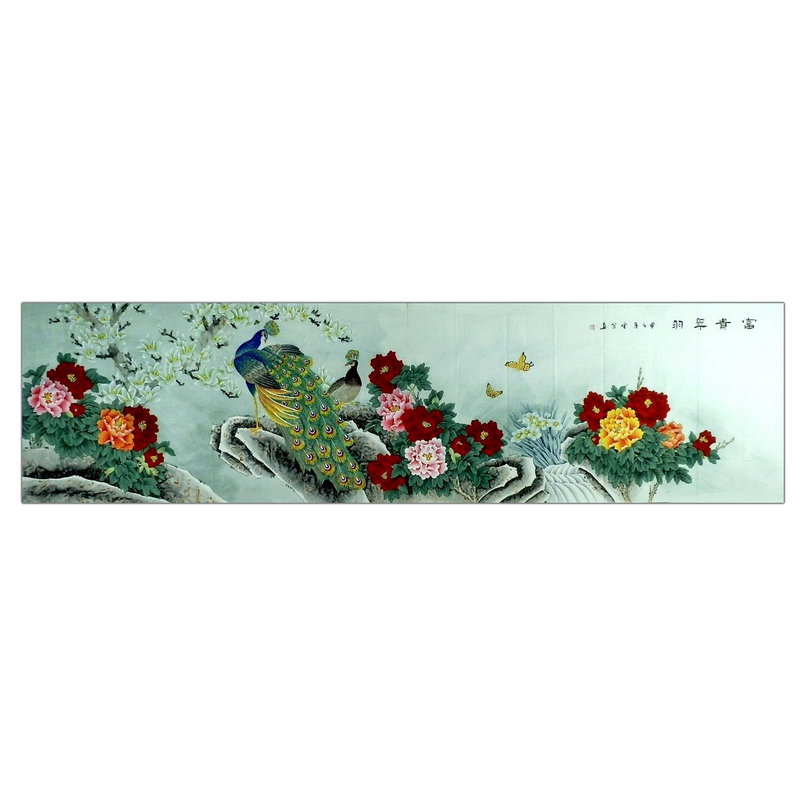 丈二工笔画花鸟纯手绘国画顾雪芳孔雀牡丹松鹤九鱼图寿桃柿子GG