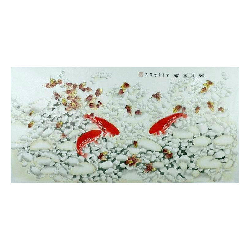 工笔画鱼四尺国画纯手绘中式客厅餐厅装饰画顾雪芳鸿运当头136GG