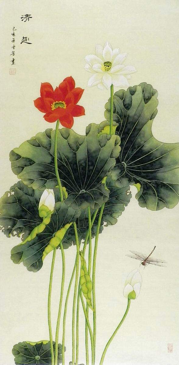 四尺工笔画国画手绘字画中式客厅装饰画精品顾雪芳荷花葡萄136GG