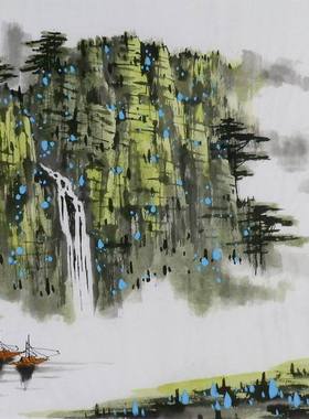 纯手绘字画书画客厅装饰画I092566周厚成三尺斗方国画山水画