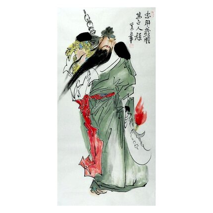 关公纯手绘字画武财神人物画中式客厅装饰画王文华三尺国画GG100