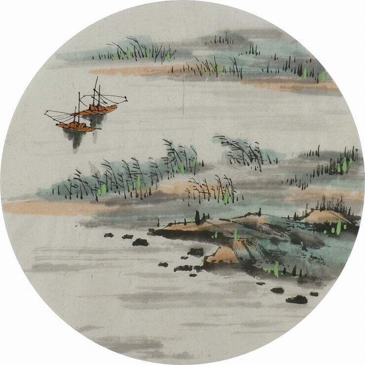 山水画装饰画纯手绘国画办公室