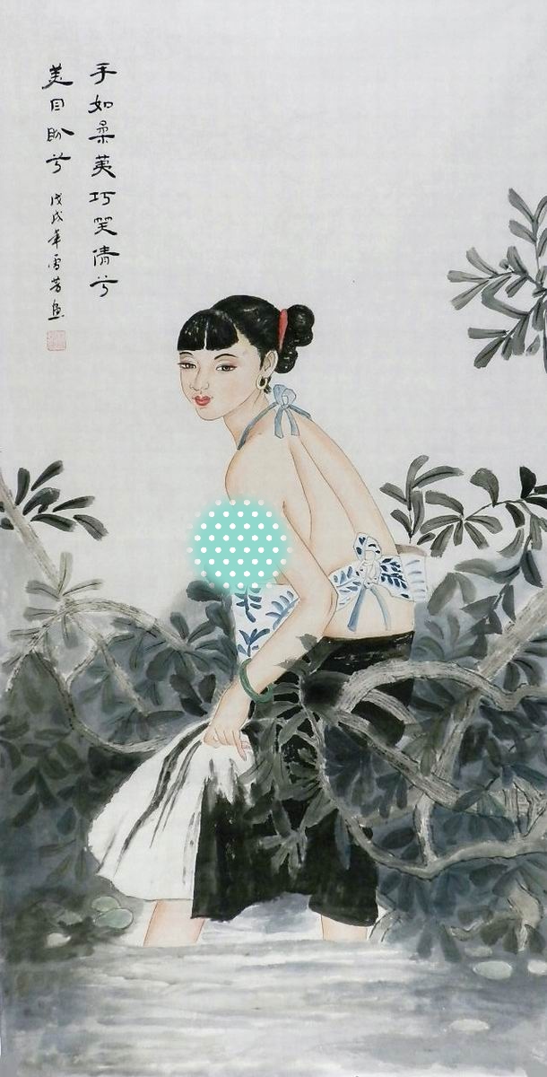 国画仕女纯手绘字画装饰画包邮顾雪芳四尺小写意人物画美女136GG