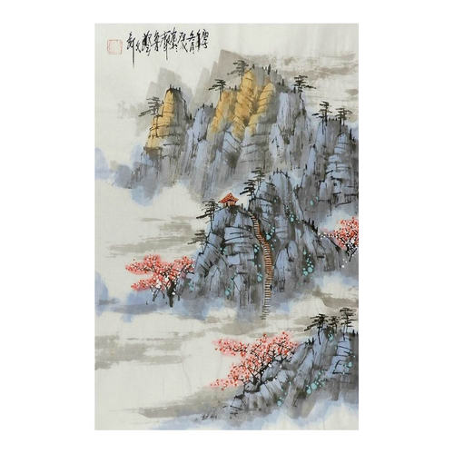 山水画国画纯手绘字画客厅办公室中式装饰画周厚成四开三竖GG