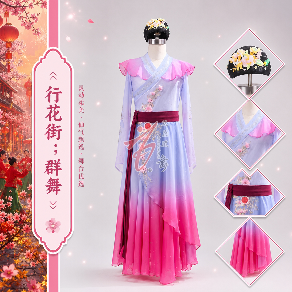定制桃花笺古典舞演出服女艺考图片