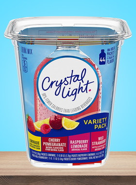 代购美国进口Crystal Light无糖低卡低热量果味饮料粉4口味44支桶