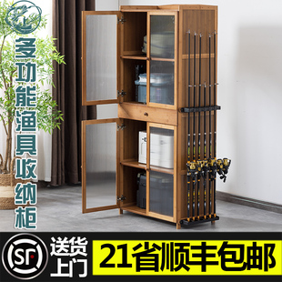 渔具店多功能鱼竿架展示架家用鱼竿收纳柜路亚竿手竿带抽屉鱼竿柜