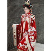 明制立领长衫 桃花序 比翼双飞 云肩拖尾马面裙婚服汉服女春夏