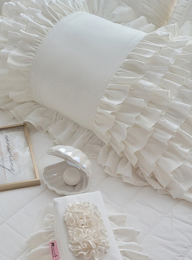 法式公主风白色荷叶边长方形卧室床头靠垫纯棉丝绵可拆洗定制小号