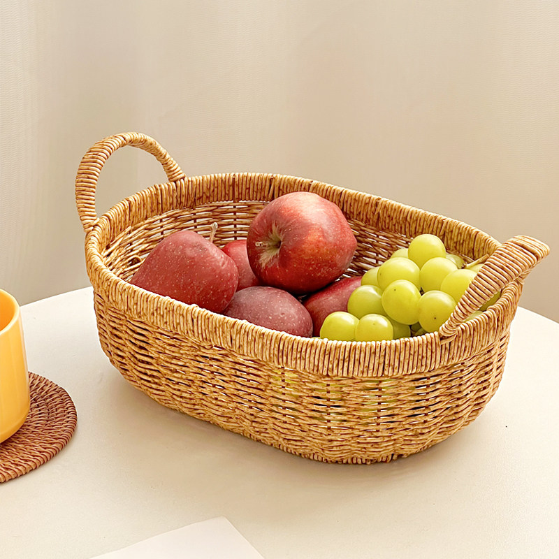 仿藤果盘藤编收纳盒野餐篮提篮竹编篮子收纳筐大号厨房鸡蛋收纳篮,收纳整理,其他收纳篮,淘宝优惠券,粉丝福利购,淘宝优惠卷