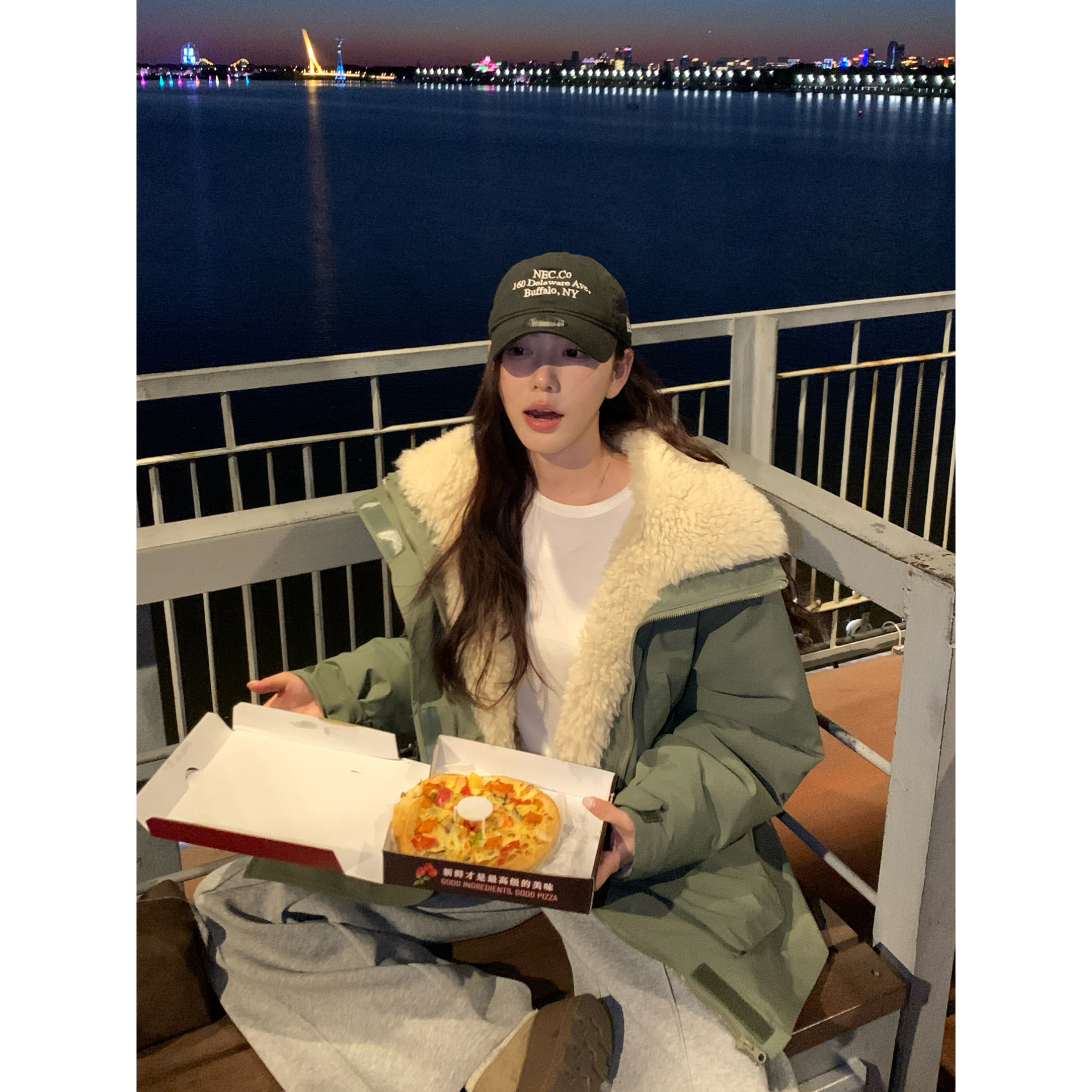 HaloLuu绿色派克服女冬季新款