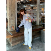 Luu白色阔腿牛仔裤 子松弛感直筒裤 女春季 韩系休闲裤 2026新款 Halo