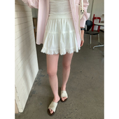 2026新款 白色芭蕾风短裙女夏季 蓬蓬蛋糕裙花边a字半身裙 Luu Halo