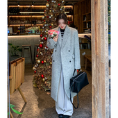 高级感羊毛灰色大衣女冬夹棉加厚呢子长款 Halo Luu 韩系毛呢外套