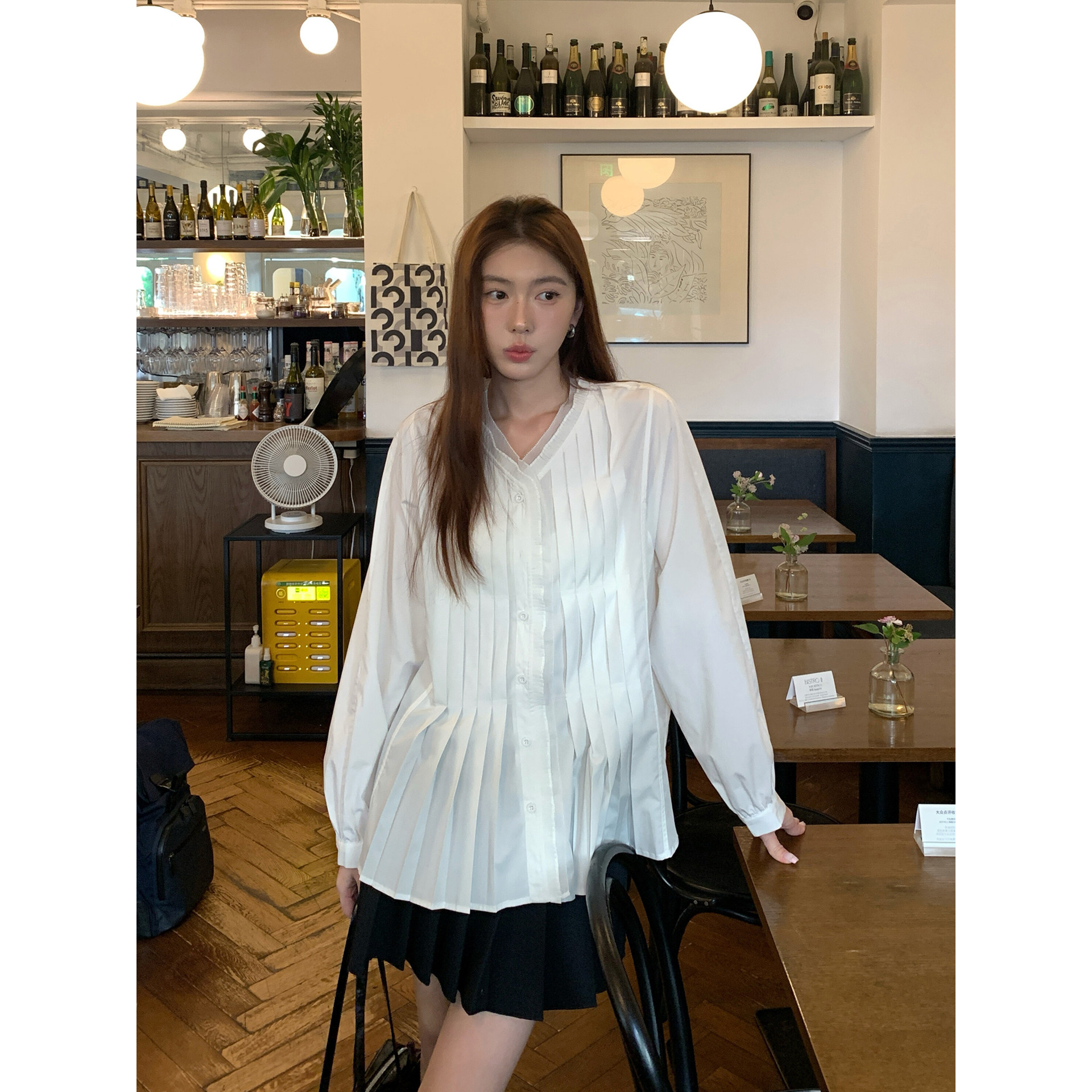 Halo Luu法式白色衬衫女早秋新款v领上衣宽松显瘦设计感长袖衬衣,女装/女士精品,衬衫,淘宝优惠券,粉丝福利购,淘宝优惠卷