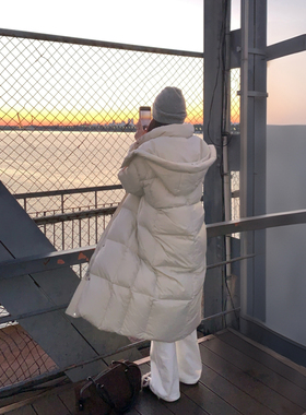 Halo Luu白色长款羽绒服女冬季2025新款90白鸭绒巨保暖过膝厚外套