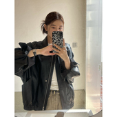 Halo 复古高级设计感机车夹克 美式 Luu黑色皮衣外套女秋季 2025新款