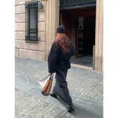 2025新款 Halo Luu深灰色半身裙女冬季 裙子羊毛直筒长裙卷边包臀裙