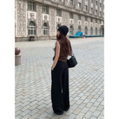 Luu黑色阔腿西装 裤 女秋冬宽松休闲裤 Halo 子高级感垂感直筒拖地裤