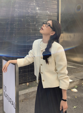 Halo Luu法式名媛白色小香风外套女秋冬2025新款气质高级短款上衣