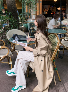 Halo Luu卡其色风衣外套女春秋2026新款韩系气质高级感中长款大衣