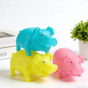 发泄彩色小猪造型解压玩具软胶挤压发声发光减压神器儿童成人通用