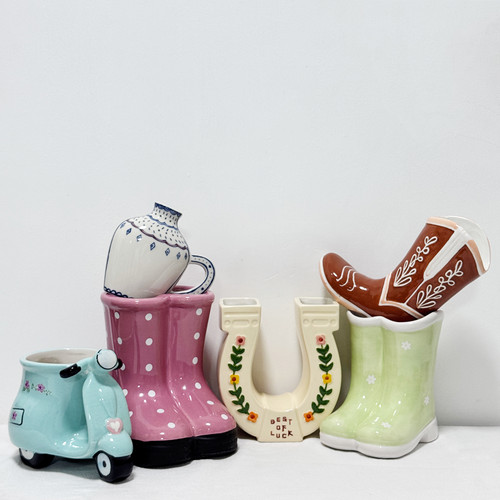 外贸 手绘卡通 靴子 陶瓷花盆、花瓶、摆件 储物  储物罐