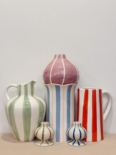 外贸出口 孤品 手绘  条纹系列陶瓷花瓶 花盆 烛台 摆件