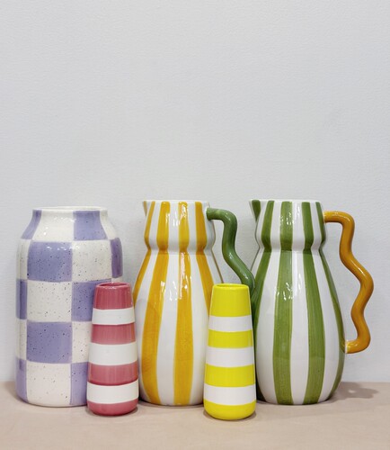 外贸出口 孤品 手绘  条纹系列陶瓷花瓶 花盆 烛台 摆件