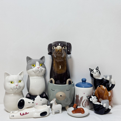 外贸孤品 手绘 动物系列花盆、花瓶、马克杯、储物罐、摆件 烛台