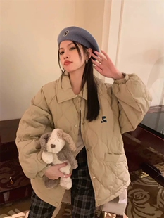 韩国restandrecreation韩系复古简约百搭长袖棉衣宽松外套上衣