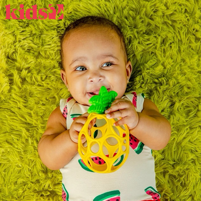 正版奥波菠萝啃咬球婴儿手抓球