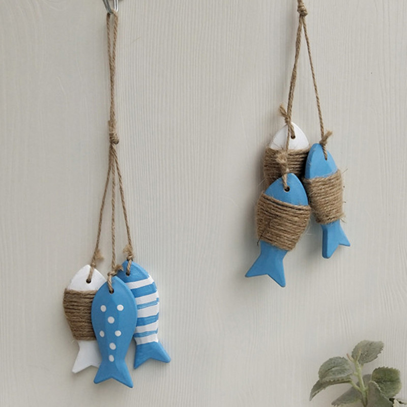复古海洋风格创意简约小鱼串挂件挂饰客厅卧室书房墙面装饰