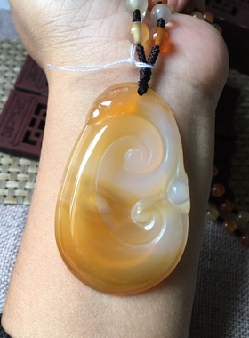 79号天然玛瑙玉髓吊坠如意毛衣链