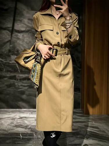 9.3+「跑单限购.不褪不换」翻领风衣连衣裙长裙3372