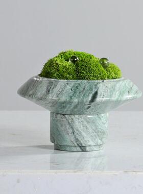 现代轻奢苔藓盆景样板间餐桌客厅书架永生苔藓摆件花器桌面装饰品