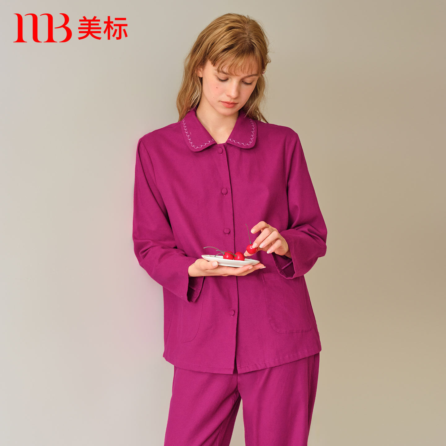 美标女士纯棉磨毛睡衣套装