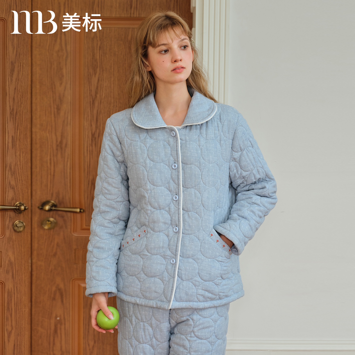 美标女士三层加厚夹棉保暖家居服