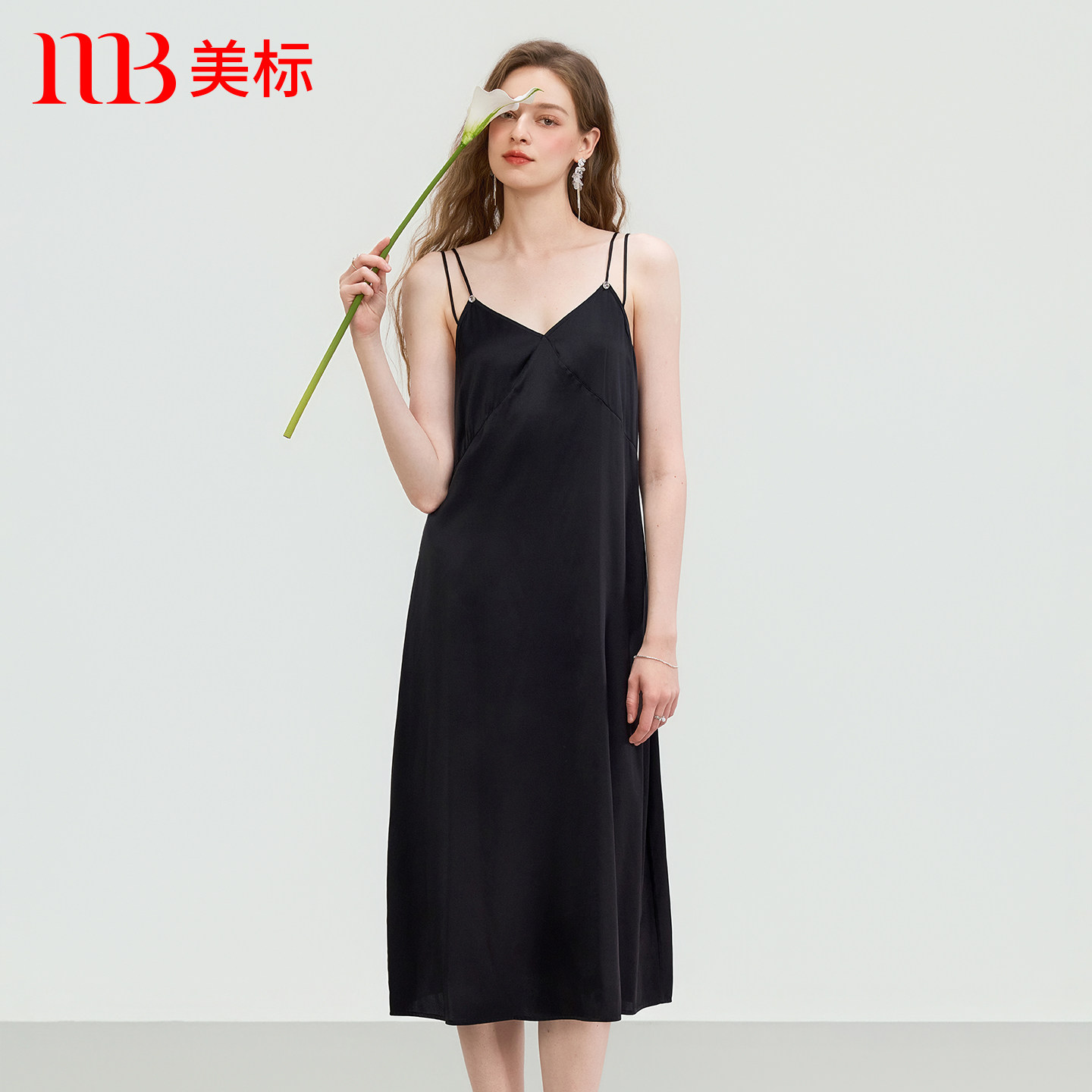 美标新品真丝吊带睡裙女士春夏桑蚕丝度假风可外穿长裙丝绸家居服