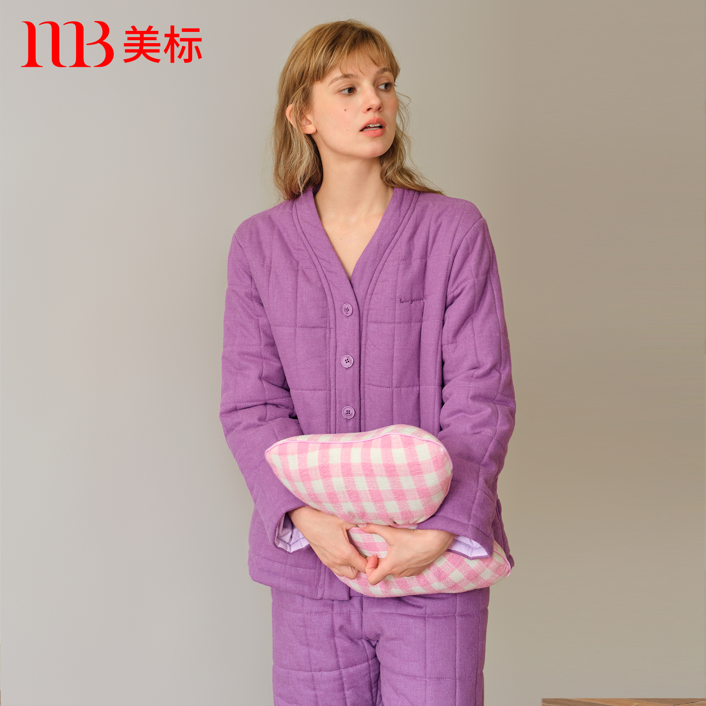 美标女士咖啡碳三层夹棉套装