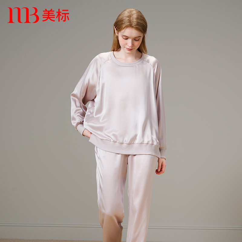 美标真丝家居服100%桑蚕丝女