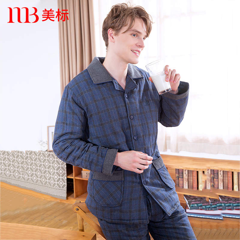 美标三层加厚夹棉纯棉睡衣