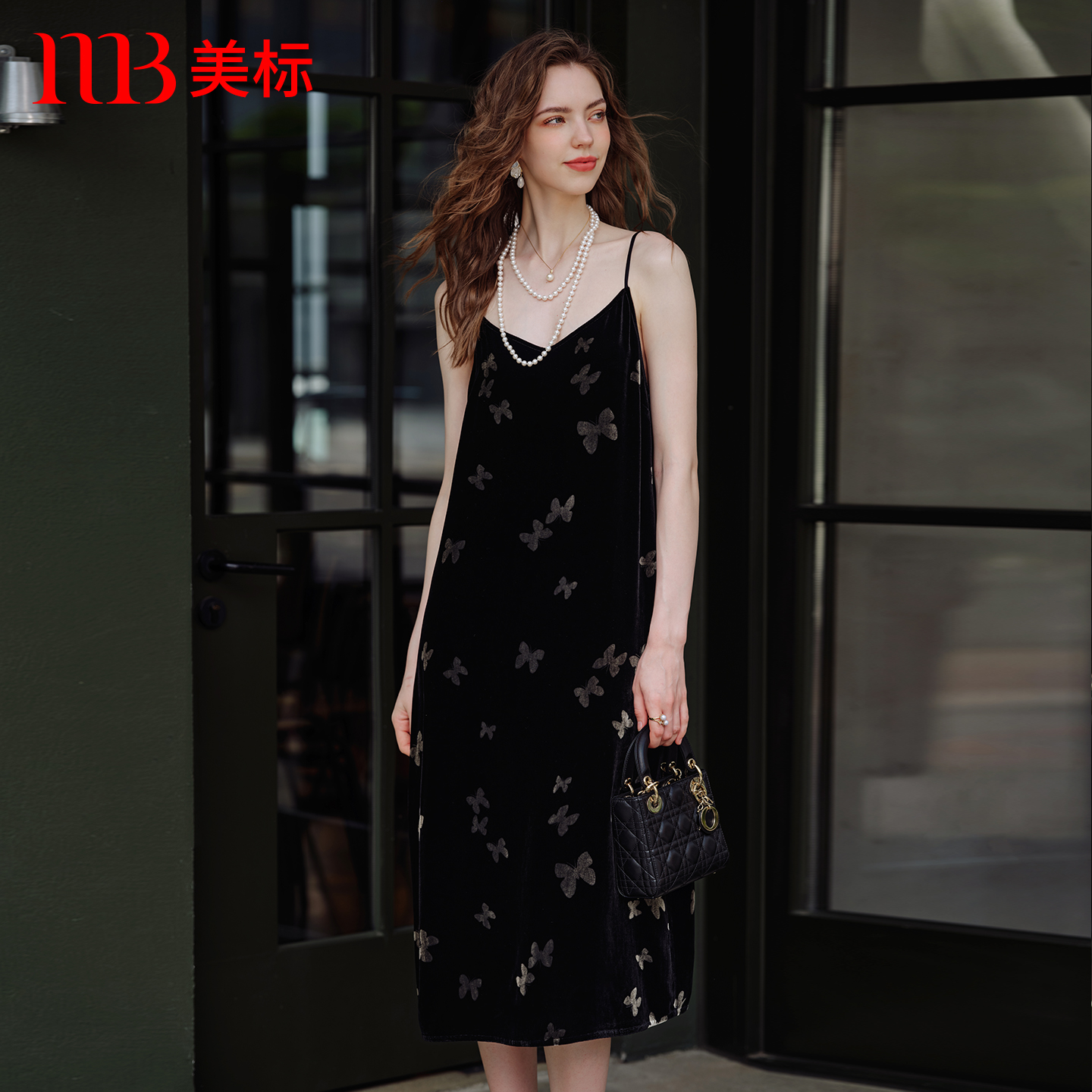 美标金丝绒吊带睡裙女秋冬