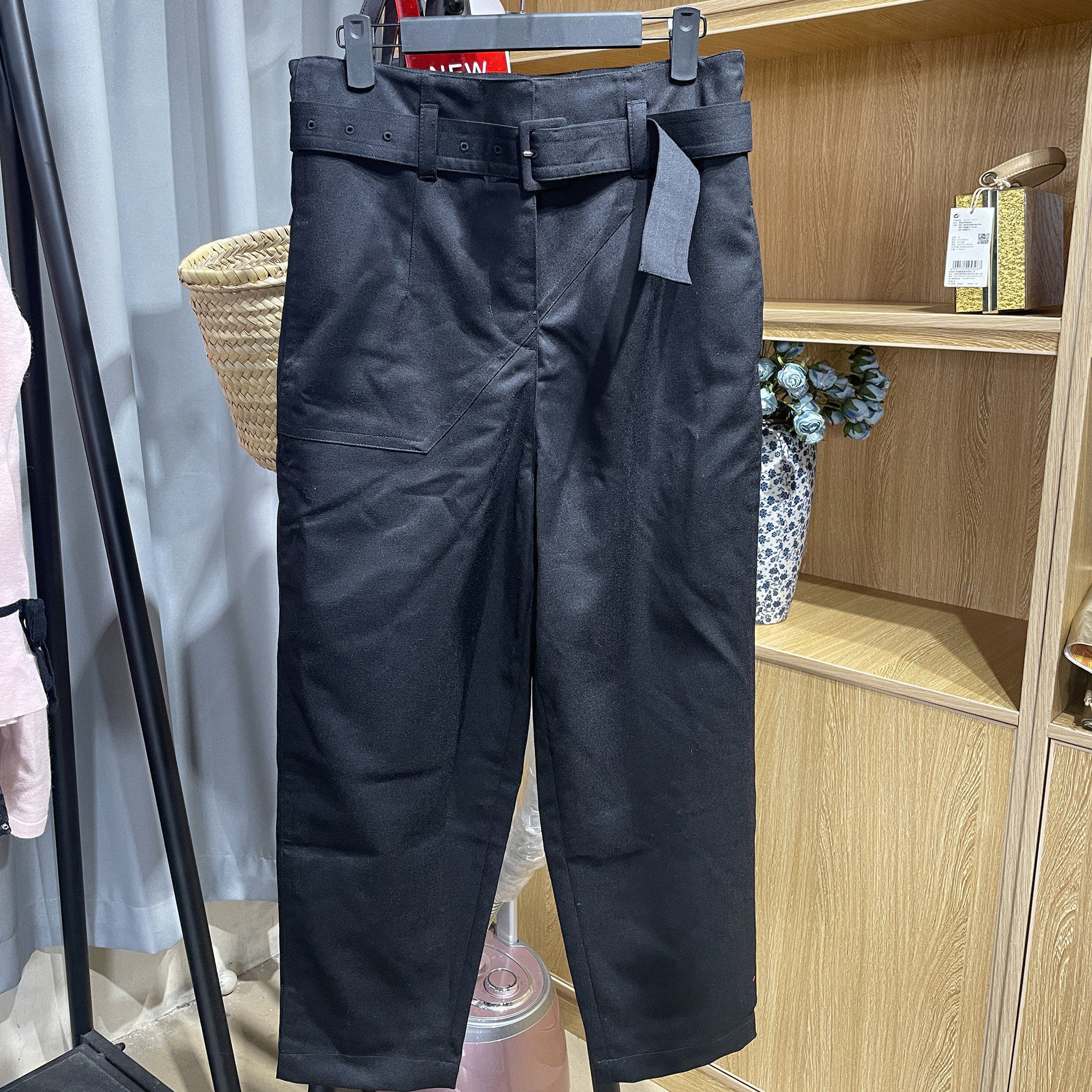 [欧]兰米特卖秋专柜正品腰带宽松休闲萝卜九分裤1ZY4062150