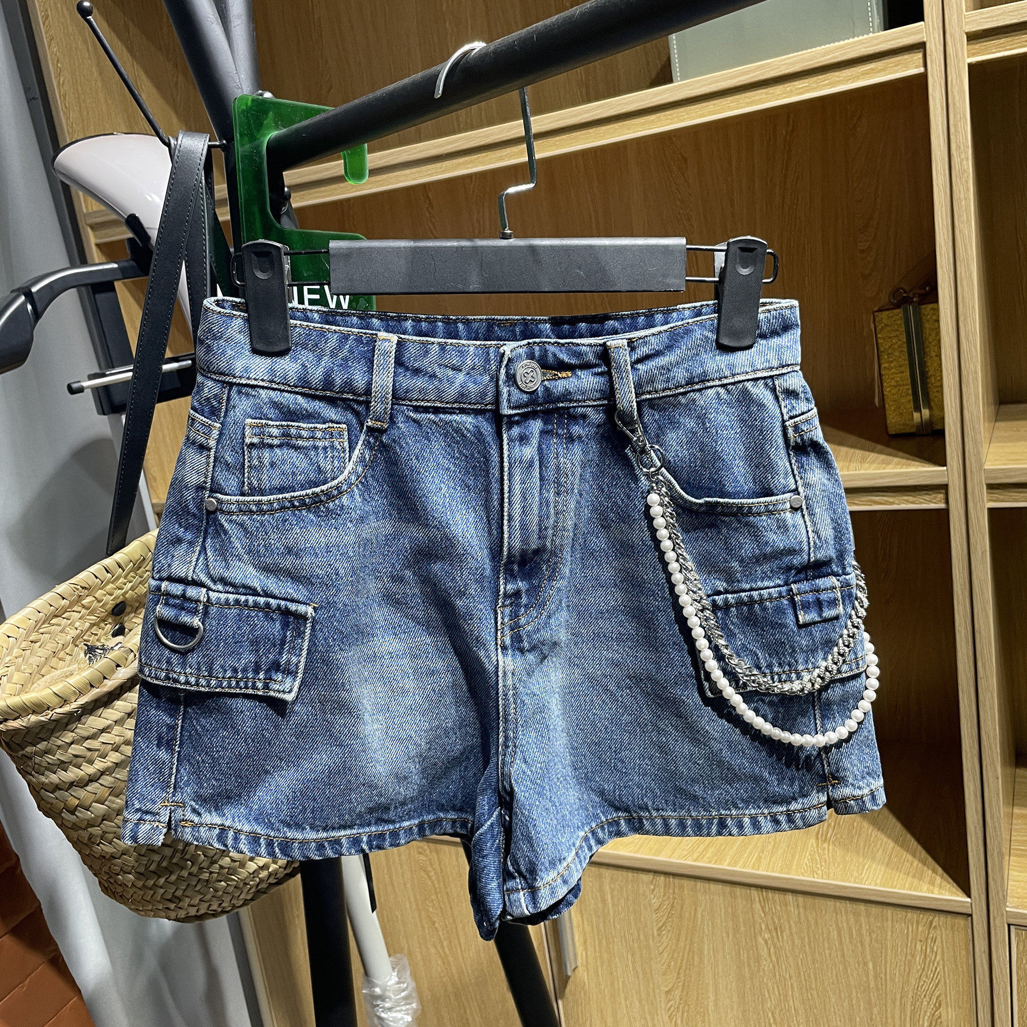 [五]兰米特卖女夏装高腰牛仔裤女做旧A字短裤子阔腿纯棉宽松