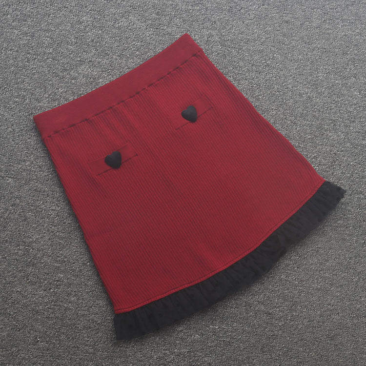 [五]兰米特卖半身裙女拼接网纱高腰修身针织裙短裙子女秋装