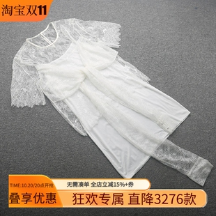 新品 兰米特卖春季 圆领钩花假两件蕾丝上衣 摩