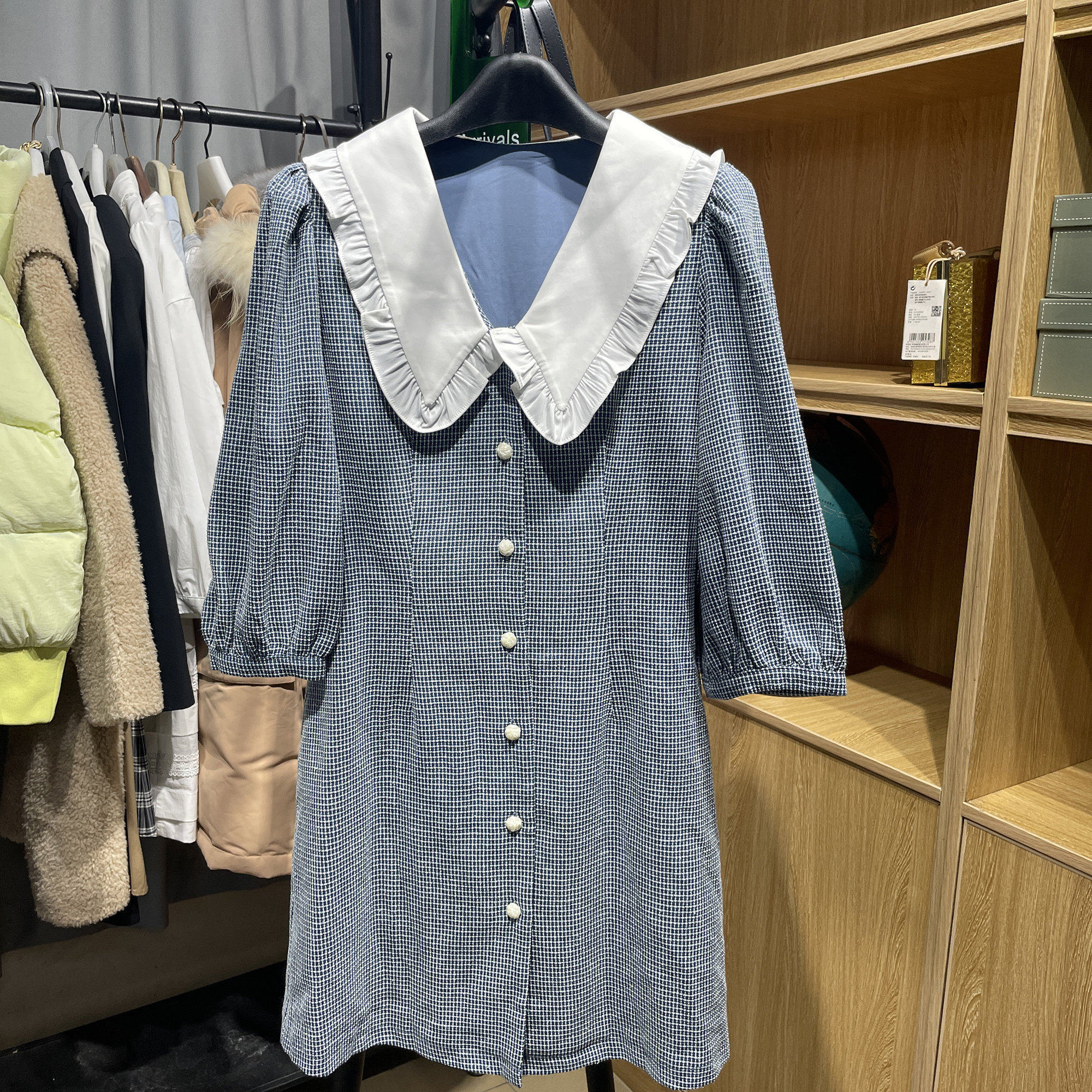 [五]兰米特卖春夏新款女装显瘦娃娃领连衣裙休闲高腰a字裙气质