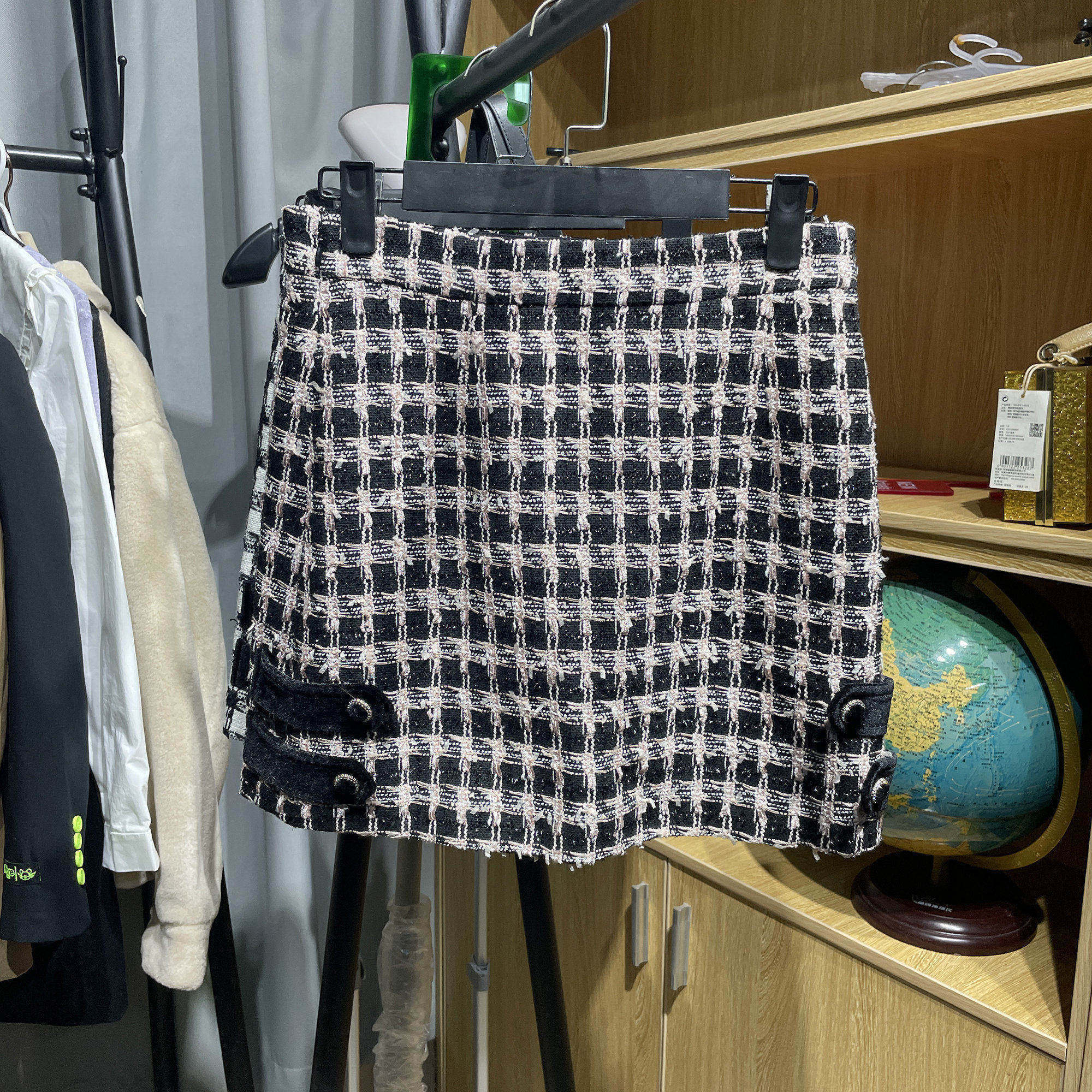 [五]兰米特卖新款女装小香风半身裙女法式格子A字裙子高腰短裙