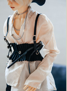 BJD三合一腰封皮质绅士背带可调节长短68尺寸75叔体定制